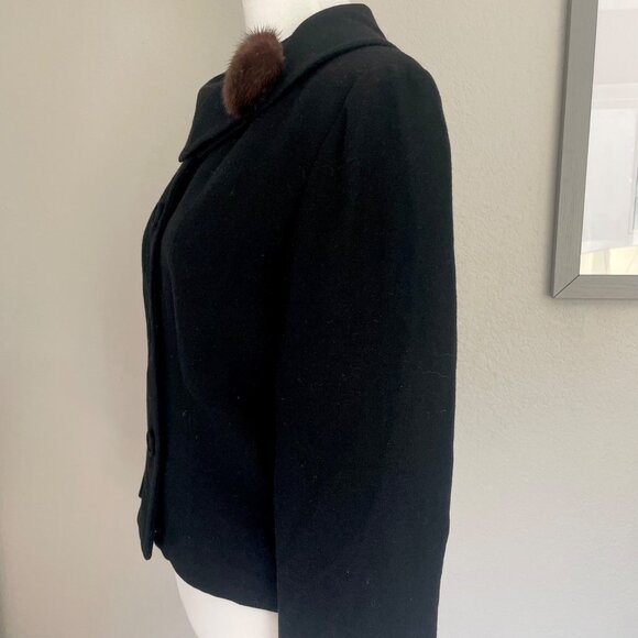 Vintage 60s Jr. Scene By Glenhaven Cropped Wool Jacket With Mink Fur Detail - Picture 6 of 11